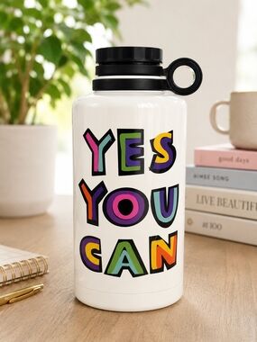 Tabitha Brown YES YOU CAN 64oz Insulated Stainless Steel Growler Water Bottle